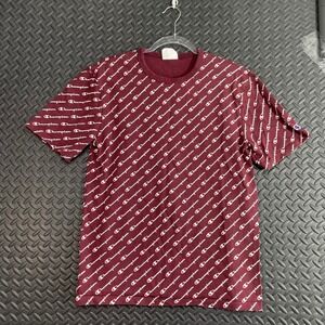 Champion Maroon Red All Over Print Graphic Crew Neck T Shirt‎ Men's Size Medium